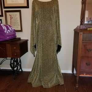 Retro mermaid gown gold lurex repro 60s